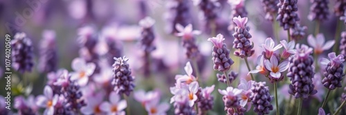 Floral background with beautiful lilac flowers in soft tones, peaceful, lavender