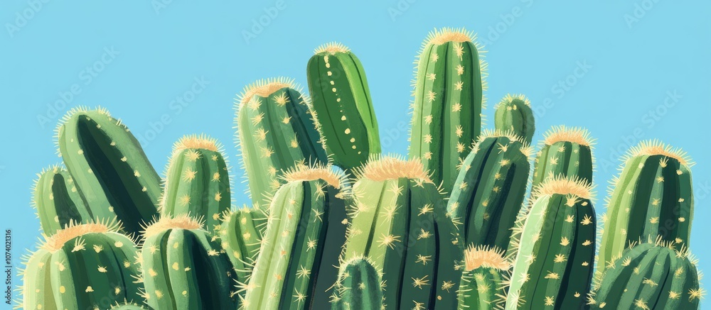Group Of Cactus In The Sun Group Of Cactus In The Sun