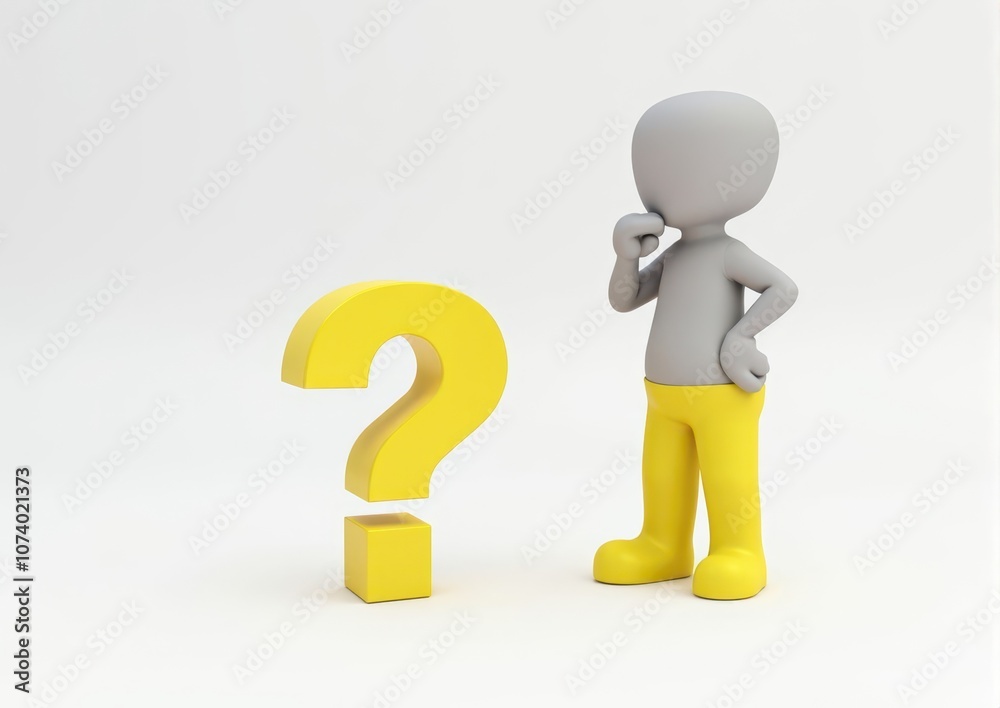 gray man 3d model thoughtful next to him question mark gray man 3d model thoughtful next to him question mark