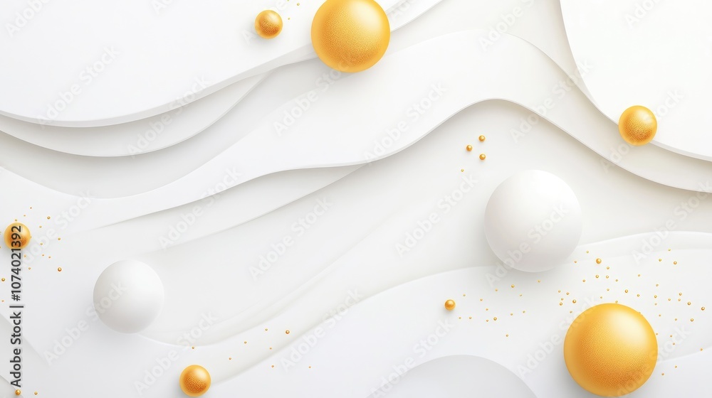 Fototapeta premium Abstract Minimalist 3D Background With White And Golden Elements For Website Decoration Product Showcase Or Technology Presentation