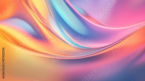 Iridescent Holographic Curved Neon Wave Background Bright Future Technology Gradient Design Artificially Generated Image