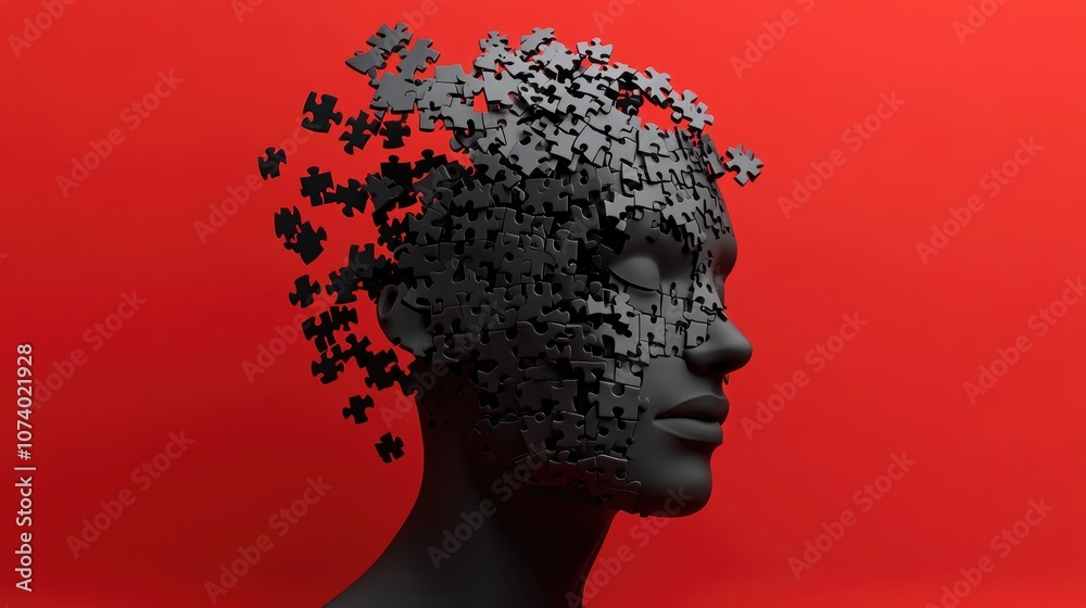 Head Covered With Puzzle Pieces Concept Of Complexes And Insecurities Mental Health Challenges 3D Illustration