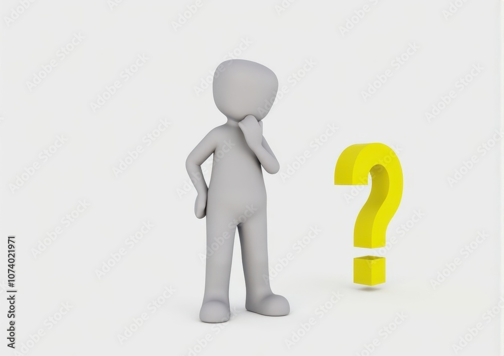 gray man 3d model thoughtful next to him question mark gray man 3d model thoughtful next to him question mark