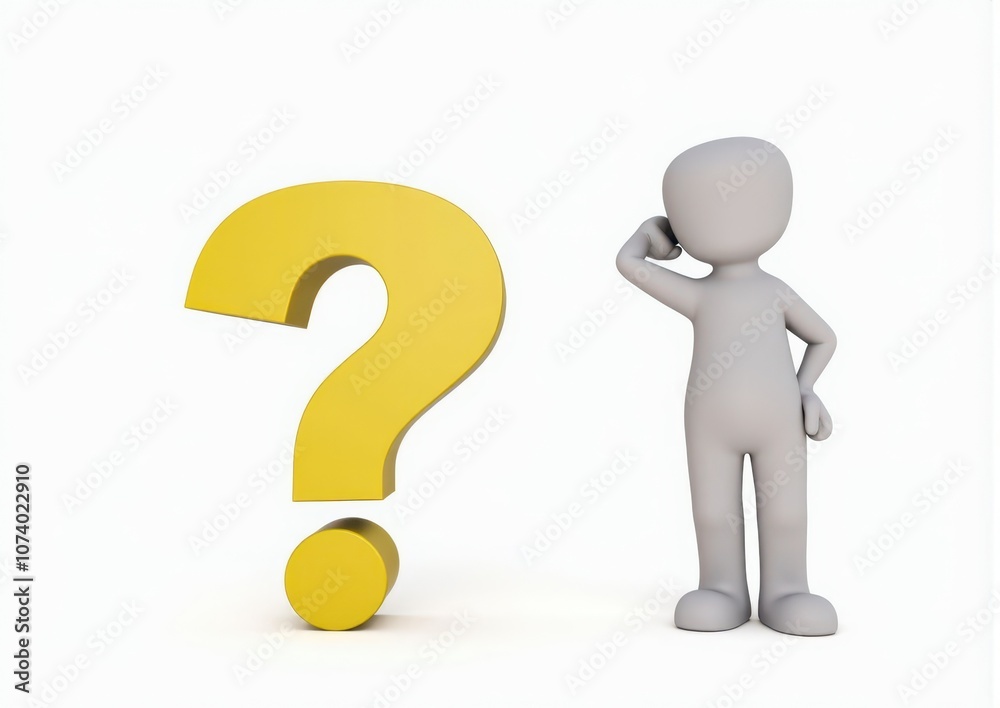 gray man 3d model thoughtful next to him question mark gray man 3d model thoughtful next to him question mark