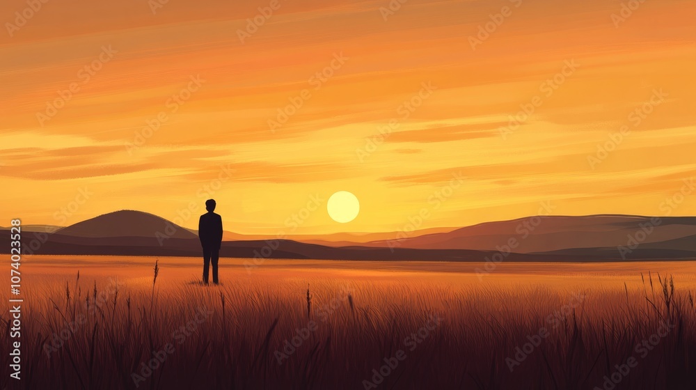 Sadness In A Landscape Desolate Prairie Field At Sunset Atmospheric Feelings For Nature Scenery Background Wallpaper Sadness In A Landscape Desolate Prairie Field At Sunset Atmospheric Feelings For Nature Scenery Background Wallpaper
