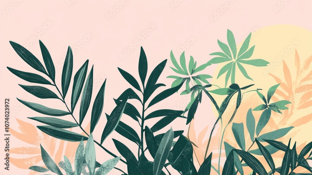 Fototapeta premium Green Plant Pop Art Minimalist Illustration Plant Designs In Pop Art Style Minimal Art In Various Styles Different Styles For Plants