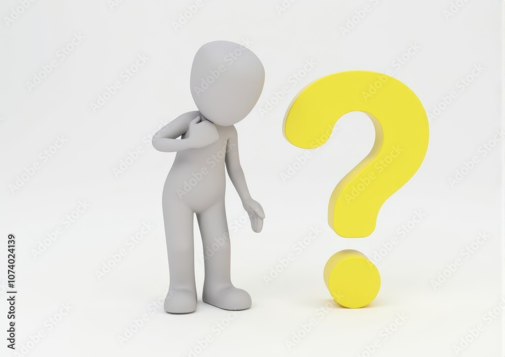 gray man 3d model thoughtful next to him question mark gray man 3d model thoughtful next to him question mark