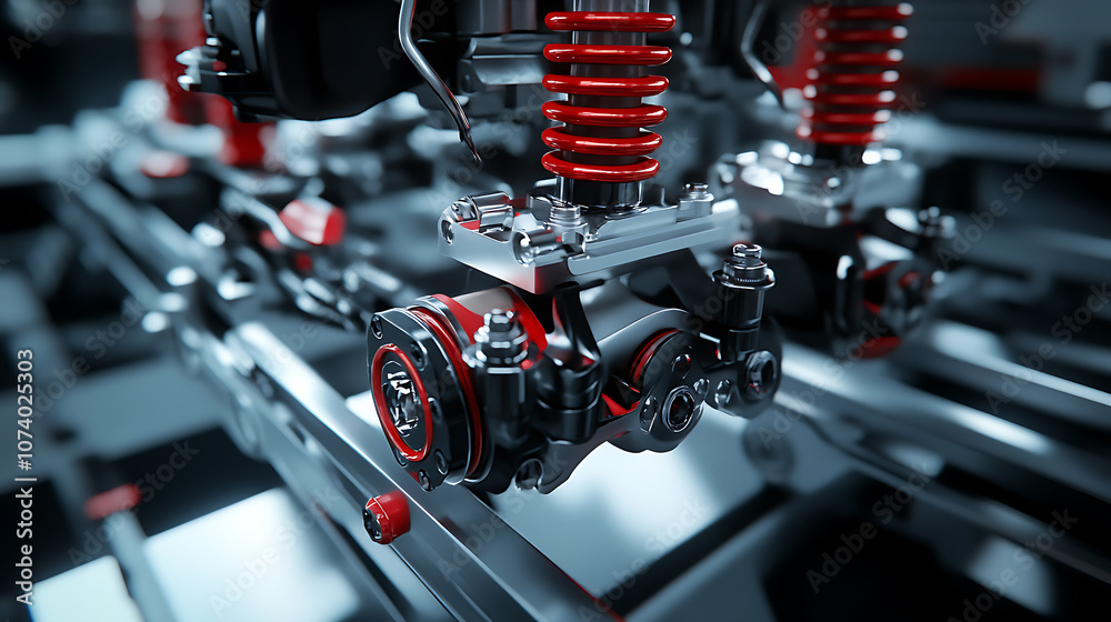 Fototapeta premium Car suspension system's mechanism for cushioning and compressing