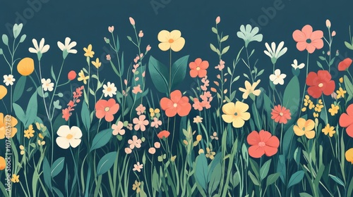 Charming English Countryside With Blooming Flowers Lush Grass And Vibrant Multi Colored Flowers Ranging From 1 To 3 Feet Tall Nature