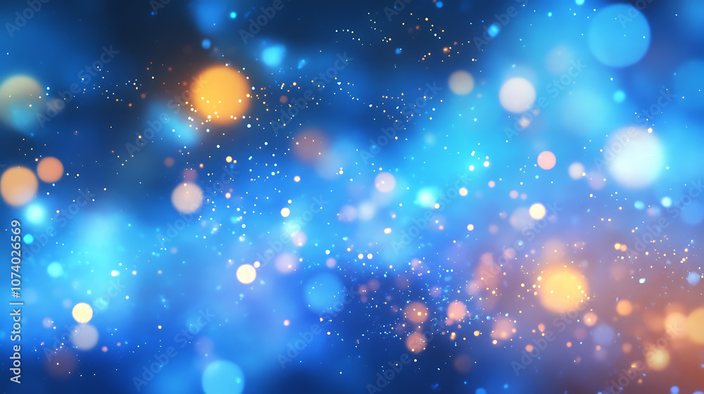 Abstract circular bokeh lights on blue background blurred city illumination dreamy urban night scene Abstract circular bokeh lights on blue background blurred city illumination dreamy urban night scene