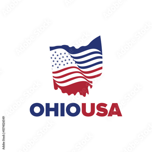 ohio city map logo united states with flag elements