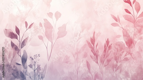 Floral And Botanical Pattern On Watercolor Background 3D Non Woven Wallpaper Design For Interiors Such As Living Room And Bedroom