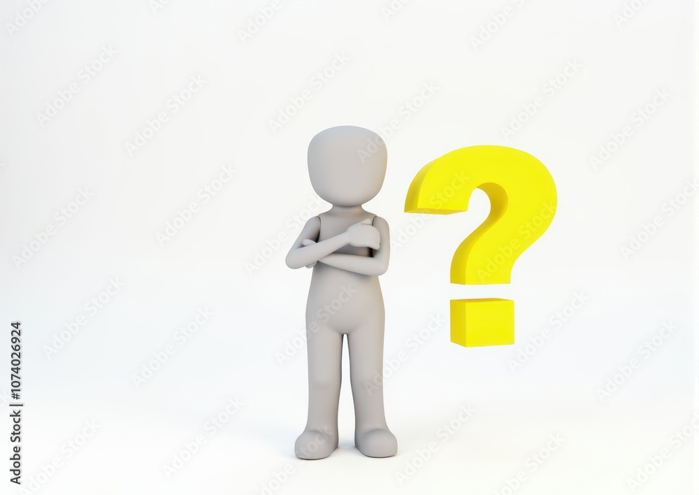 gray man 3d model thoughtful next to him question mark gray man 3d model thoughtful next to him question mark