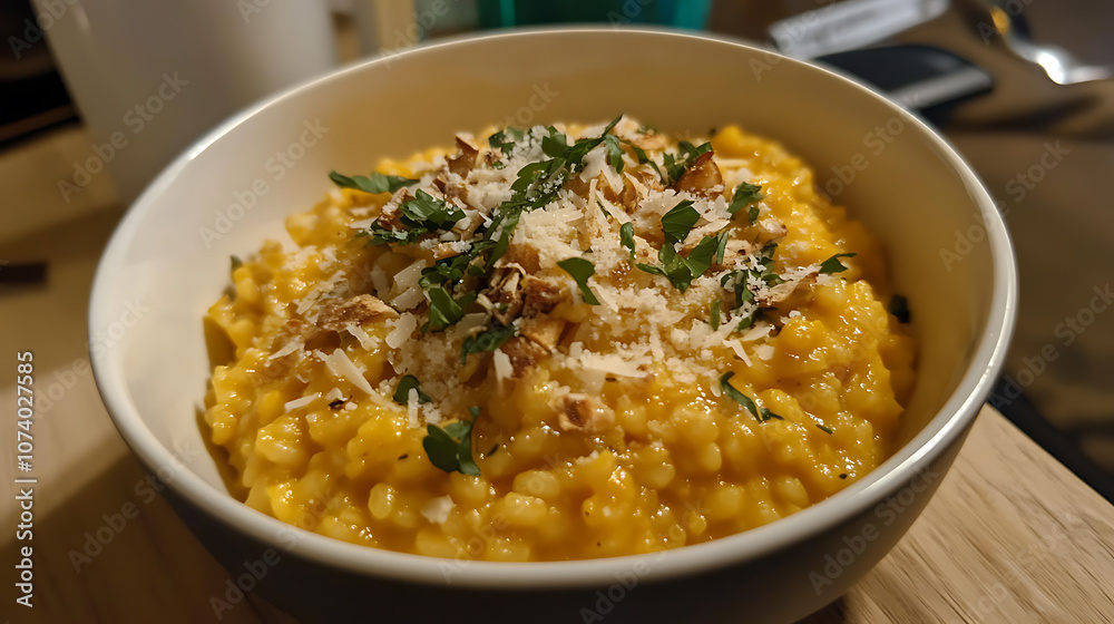 Homemade pumpkin risotto with parmesan cheese Homemade pumpkin risotto with parmesan cheese