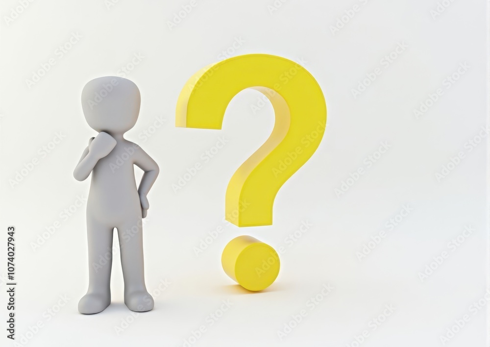 gray man 3d model thoughtful next to him question mark gray man 3d model thoughtful next to him question mark