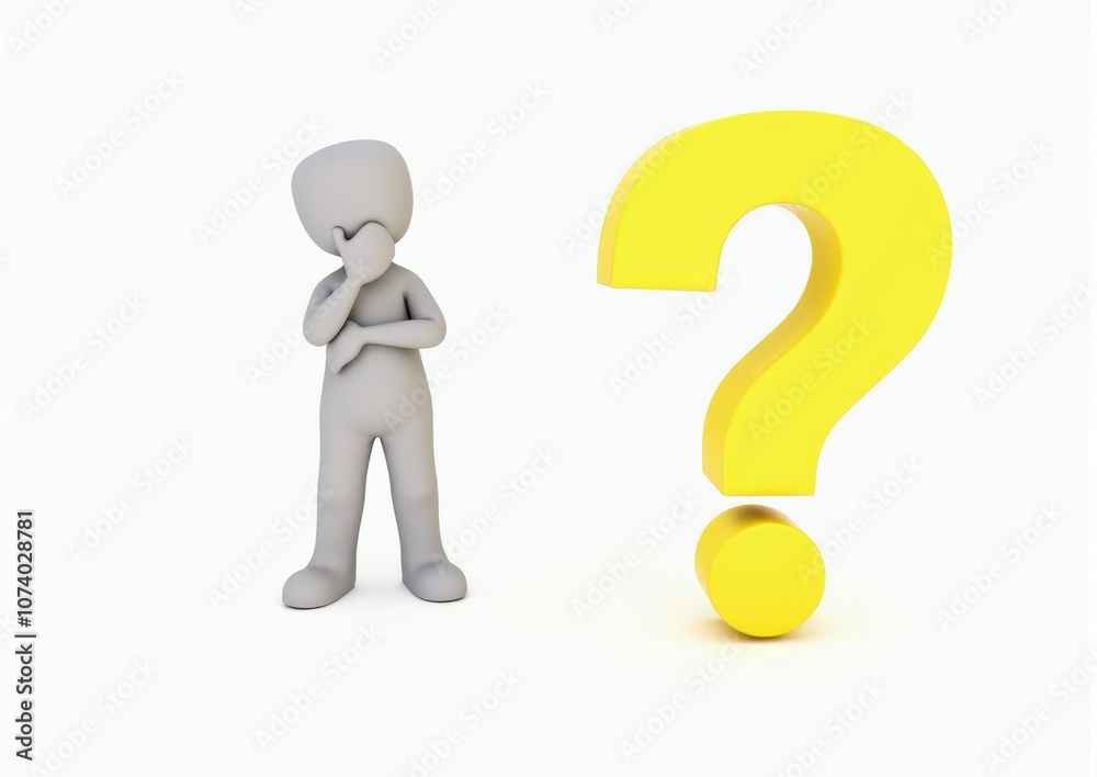 gray man 3d model thoughtful next to him question mark gray man 3d model thoughtful next to him question mark