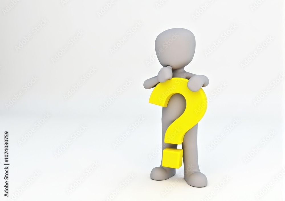 gray man 3d model thoughtful next to him question mark gray man 3d model thoughtful next to him question mark
