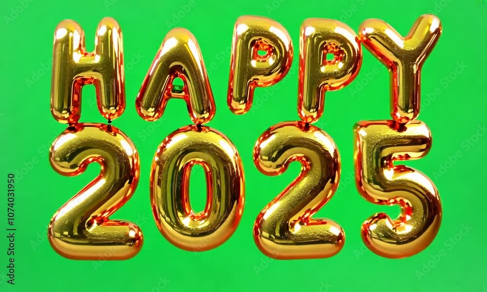 Happy New Year 2025, Balloon Effect Writing
