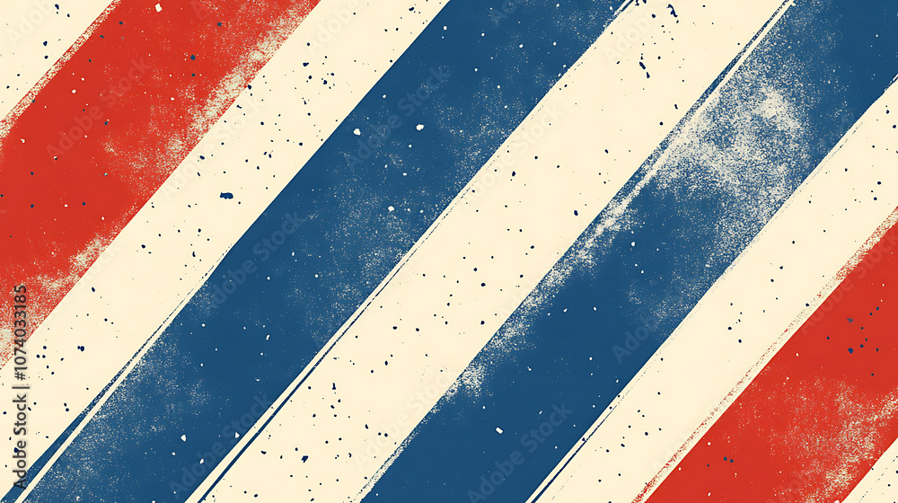 Fototapeta premium Illustration of red white and blue diagonal stripes on solid background