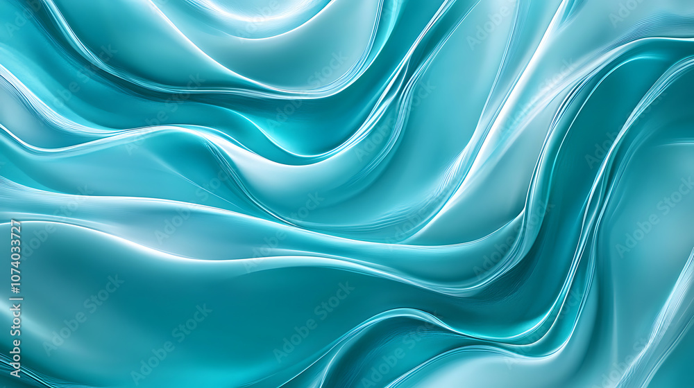 Obraz premium Mesmerizing abstract ocean waves in aqua and teal fluid texture for background digital art
