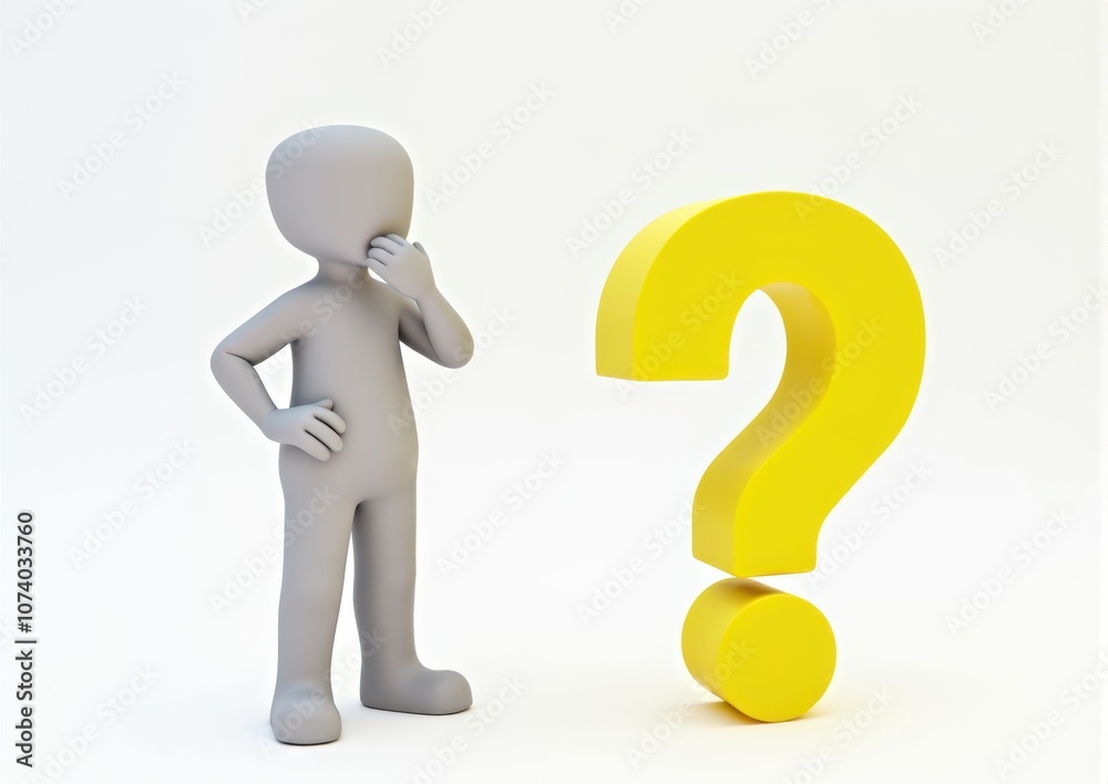gray man 3d model thoughtful next to him question mark gray man 3d model thoughtful next to him question mark