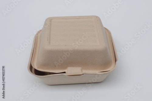 Eco-friendly Sterofoam for food wrapping on white backgroung