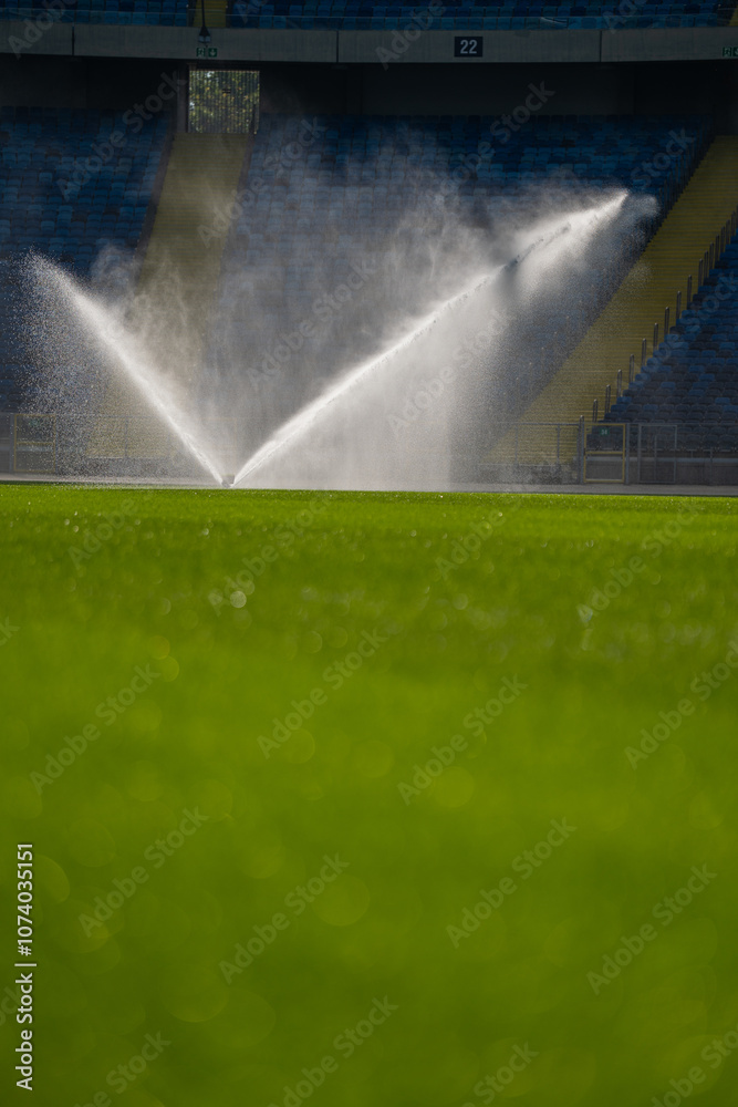 sprinkler | watering the grass on the football pitch - special grass for playing football