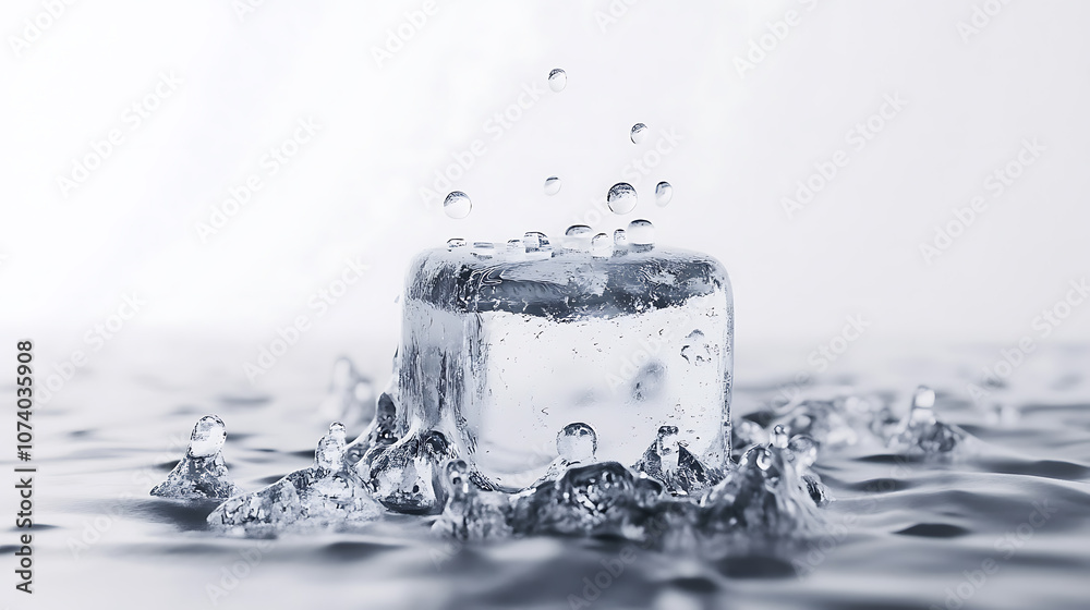 Realistic ice cube with water drops on white background high resolution png Realistic ice cube with water drops on white background high resolution png