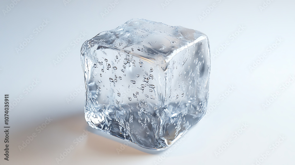 Realistic ice cube with water drops on white background high resolution png Realistic ice cube with water drops on white background high resolution png