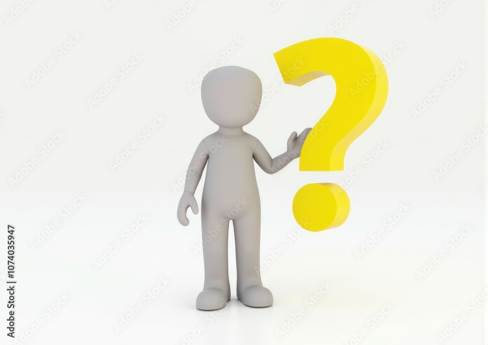 gray man 3d model thoughtful next to him question mark gray man 3d model thoughtful next to him question mark