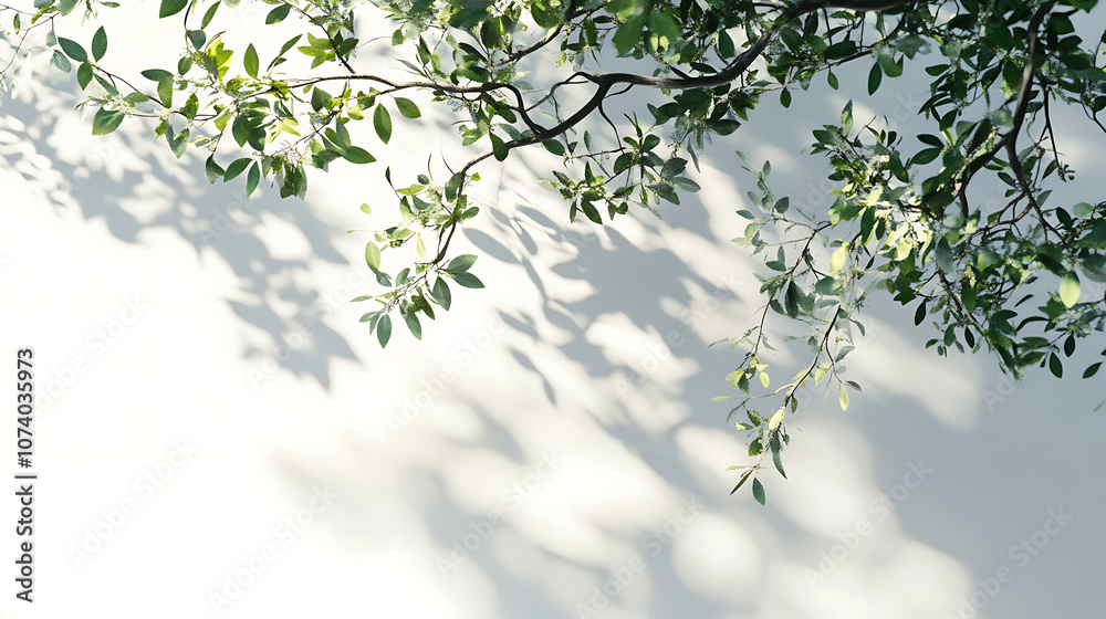 Realistic tree branch shadows overlay on white background 3d render Realistic tree branch shadows overlay on white background 3d render