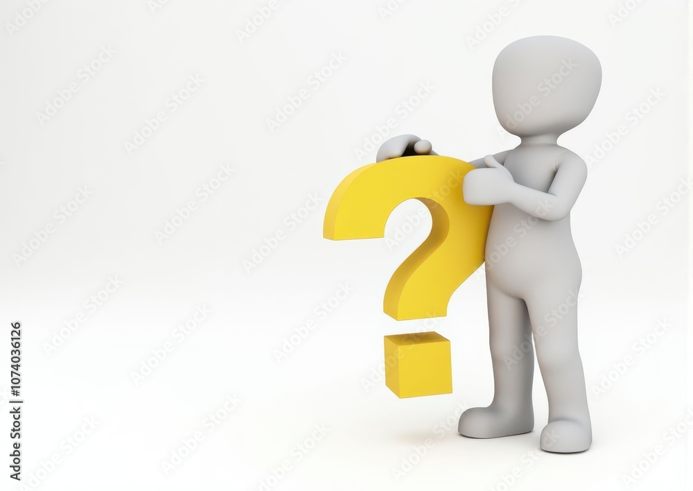 gray man 3d model thoughtful next to him question mark gray man 3d model thoughtful next to him question mark