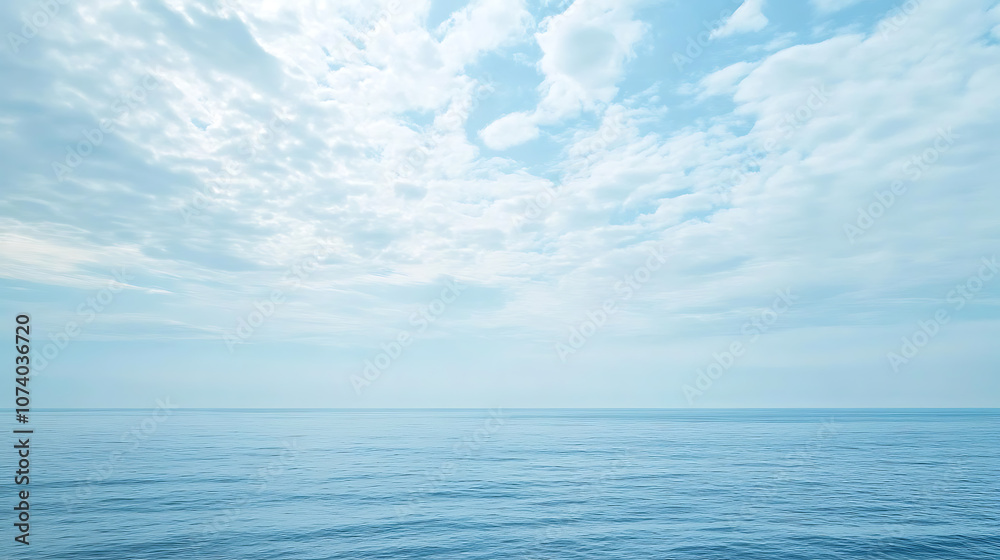 Fototapeta premium Serene ocean horizon blending into endless sky seaside getaway from modern world oil painting