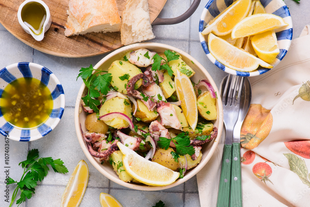 Traditional Italian Potato Salad with Octopus. Traditional Italian Potato Salad with Octopus.