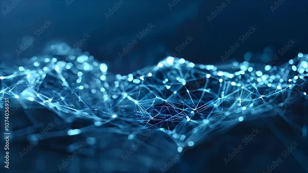 Plexus blue geometrical shapes motion. Abstract digital network with interconnected nodes. Futuristic representation of data flow animation. 4k video Plexus blue geometrical shapes motion. Abstract digital network with interconnected nodes. Futuristic representation of data flow animation. 4k video