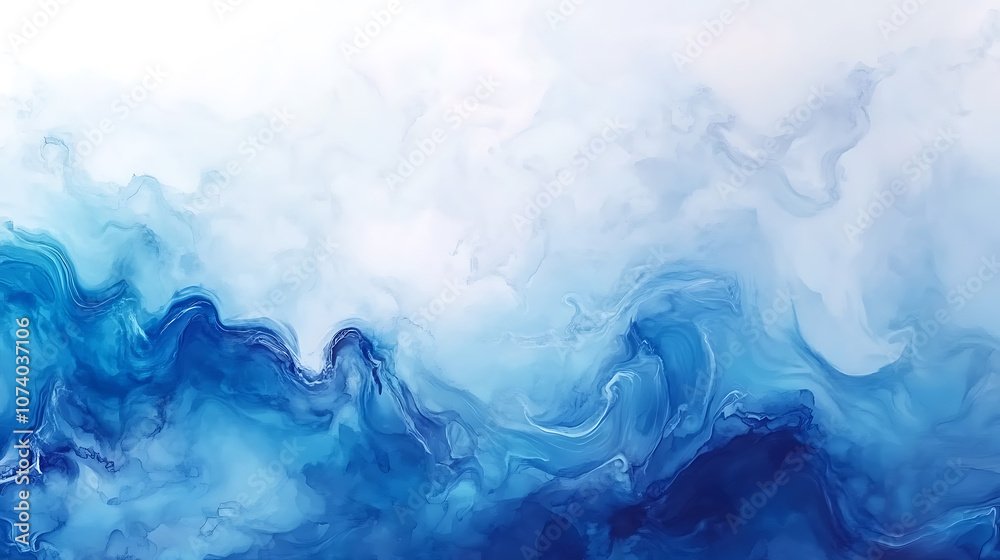 Soothing ocean waves with gradient blue lines abstract watercolor background Soothing ocean waves with gradient blue lines abstract watercolor background