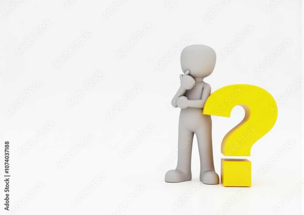 gray man 3d model thoughtful next to him question mark gray man 3d model thoughtful next to him question mark