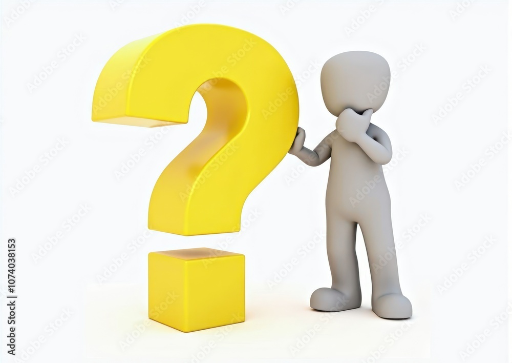 gray man 3d model thoughtful next to him question mark gray man 3d model thoughtful next to him question mark