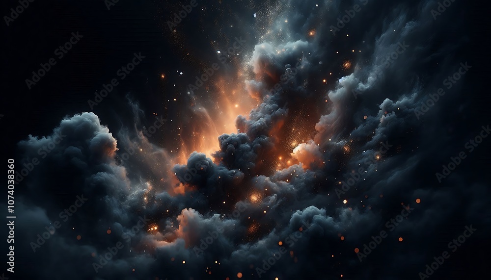 Fototapeta premium Dark Smoke and Fire Effect with Sparks