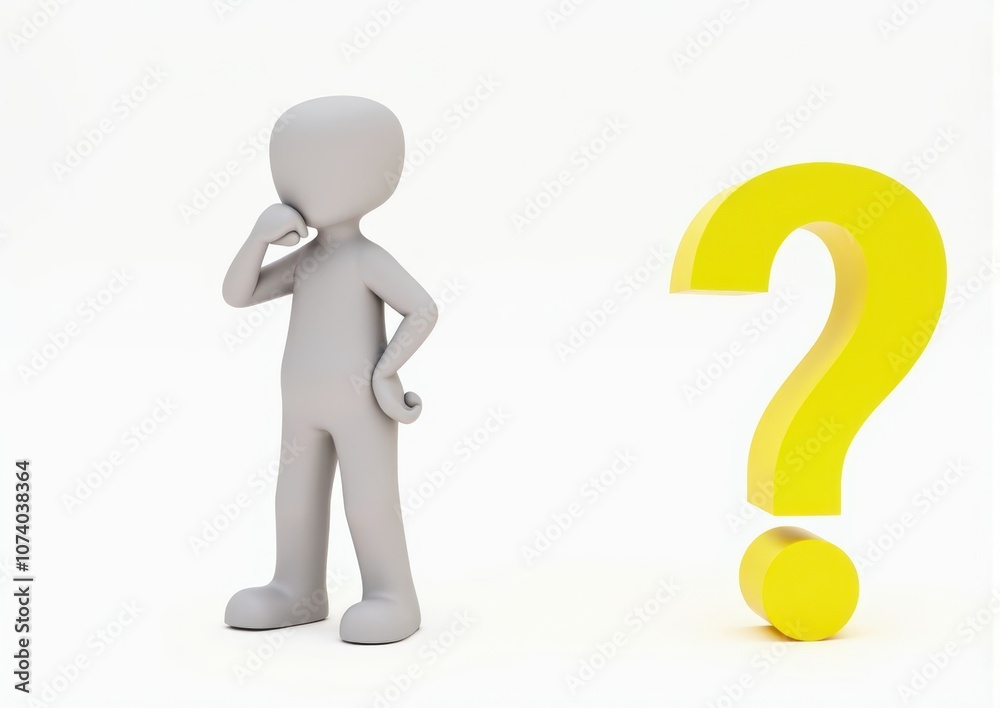 gray man 3d model thoughtful next to him question mark gray man 3d model thoughtful next to him question mark