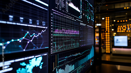 A detailed display showcasing data analysis and information diagrams for electricity grid analytics, focusing on cost and production monitoring