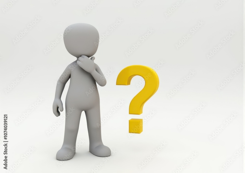 gray man 3d model thoughtful next to him question mark gray man 3d model thoughtful next to him question mark