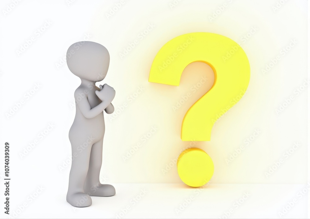 gray man 3d model thoughtful next to him question mark gray man 3d model thoughtful next to him question mark