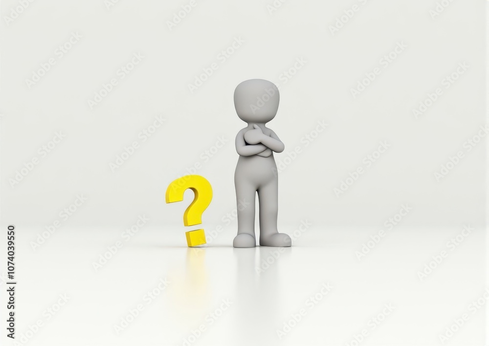 gray man 3d model thoughtful next to him question mark gray man 3d model thoughtful next to him question mark