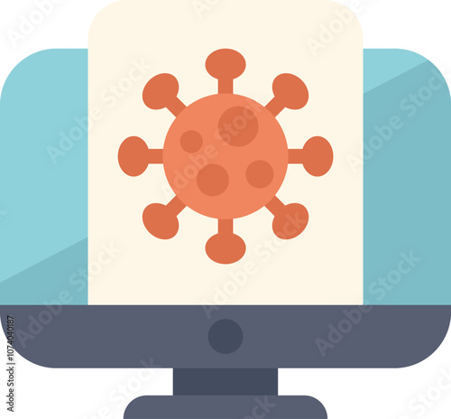Computer screen displaying a drawing of a virus, representing the concept of online threats and cybersecurity