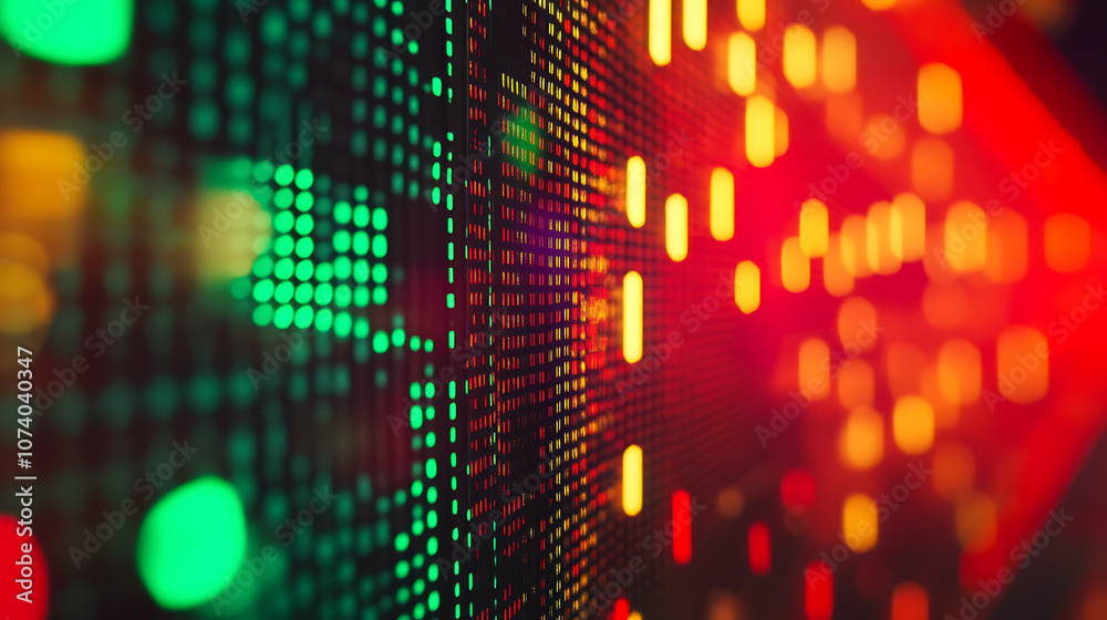 A stock market graph with red and green colors, blurred background, blurred foreground A colorful stock candlestick chart is displayed on the screen of an online trading platform A stock market graph with red and green colors, blurred background, blurred foreground A colorful stock candlestick chart is displayed on the screen of an online trading platform