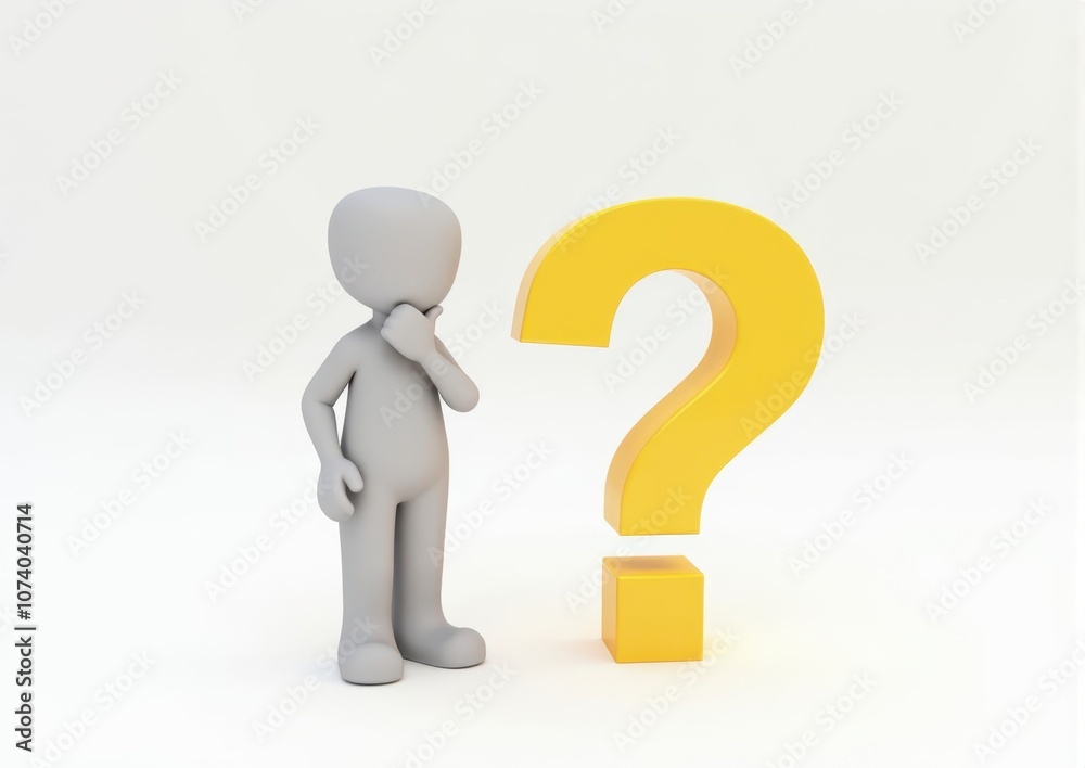 gray man 3d model thoughtful next to him question mark gray man 3d model thoughtful next to him question mark