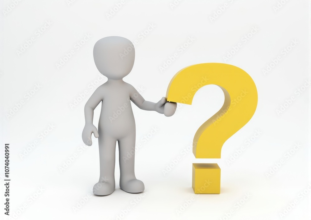 gray man 3d model thoughtful next to him question mark gray man 3d model thoughtful next to him question mark