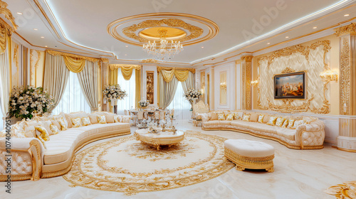 Dining room in expensive, ultra rich home