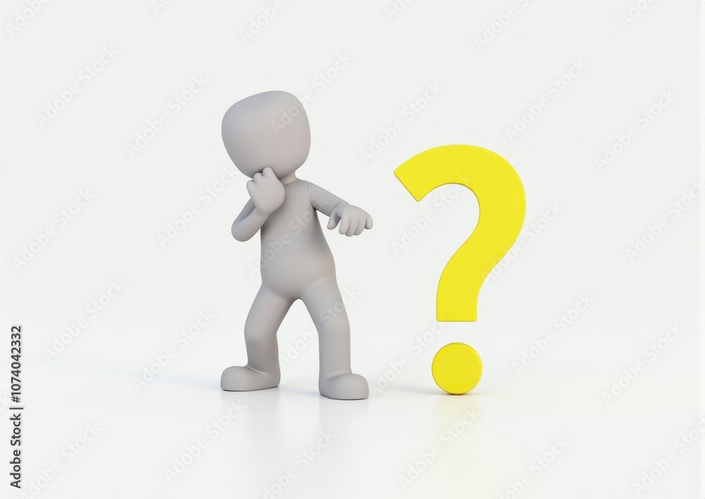 gray man 3d model thoughtful next to him question mark gray man 3d model thoughtful next to him question mark